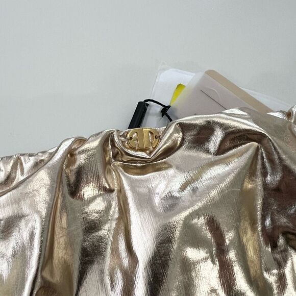 Adriana Degreas Metallic Gold High-Cut Structured Bikini Bottom Size Medium NWT - Picture 3 of 5